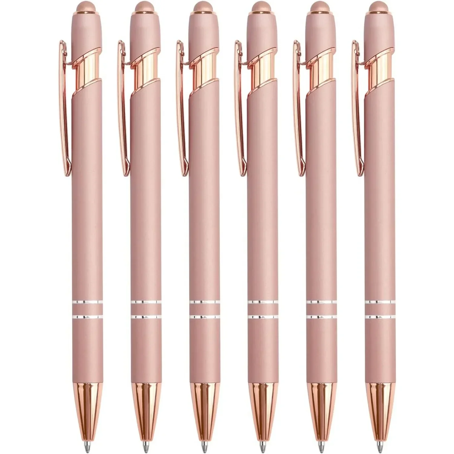 6-pack ballpoint pen 2-in-1 Stylus Retractable ballpoint pen with stylus tip, metal stylus touch screen