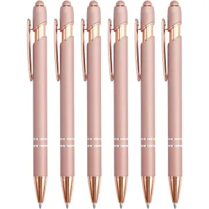 6-pack ballpoint pen 2-in-1 Stylus Retractable ballpoint pen with stylus tip, metal stylus touch screen