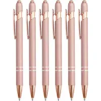 6-pack ballpoint pen 2-in-1 Stylus Retractable ballpoint pen with stylus tip, metal stylus touch screen