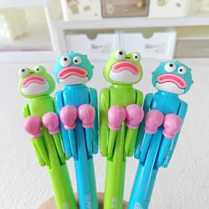 Kawaii Capybara Hair-fried Boxing Pen Cartoon Mechanism Interactive Ballpoint Pen Frog 1mm Writing Boxing Pen Stationery