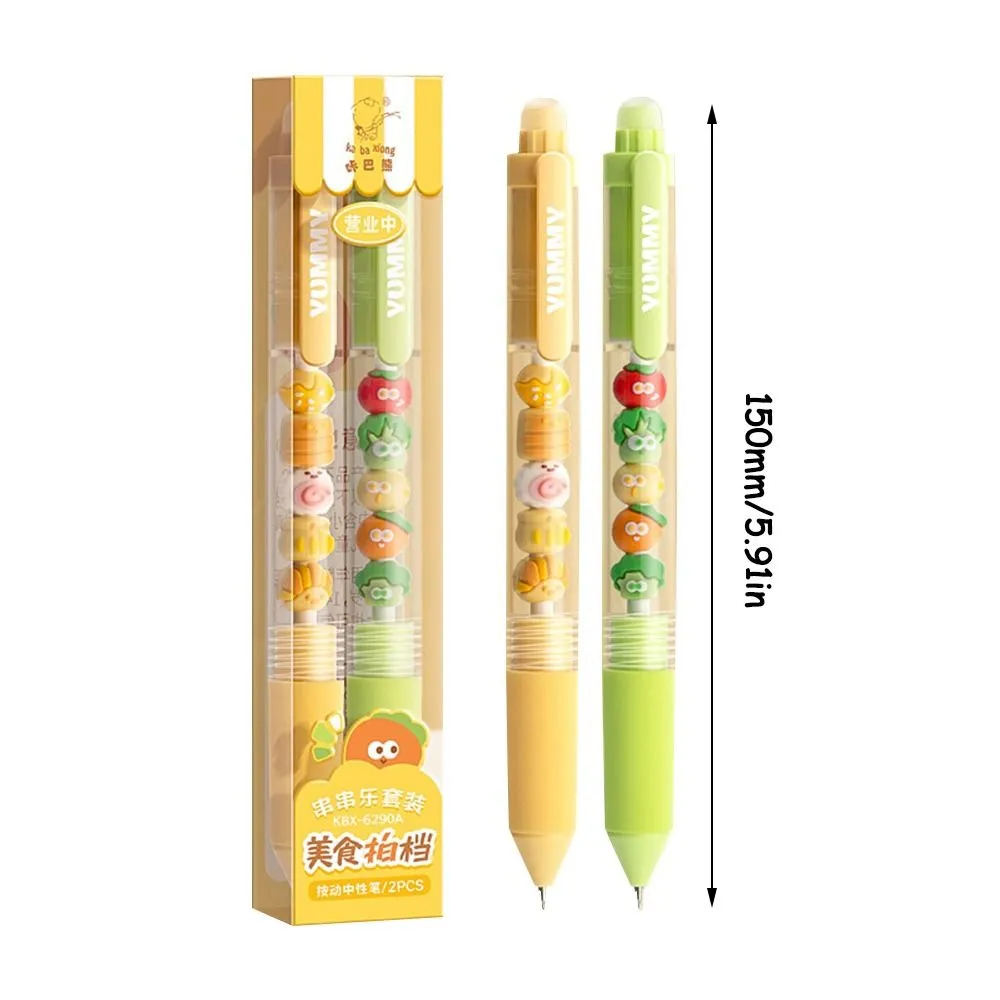 2Pcs New 0.5mm Press Gel Pen Writing Stationery Quick-drying Ballpoint Pen Black Pen Decompression Pen Office School