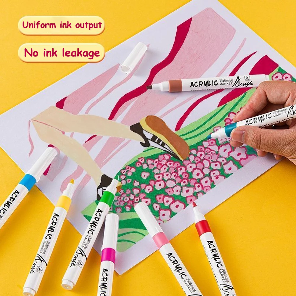 12-60 Top Colors Acrylic Paint Marker Pen Graffiti for Card Ceramic Stone Mug Glass Fabric Clothes Shoes Wood Easter Egg Manga