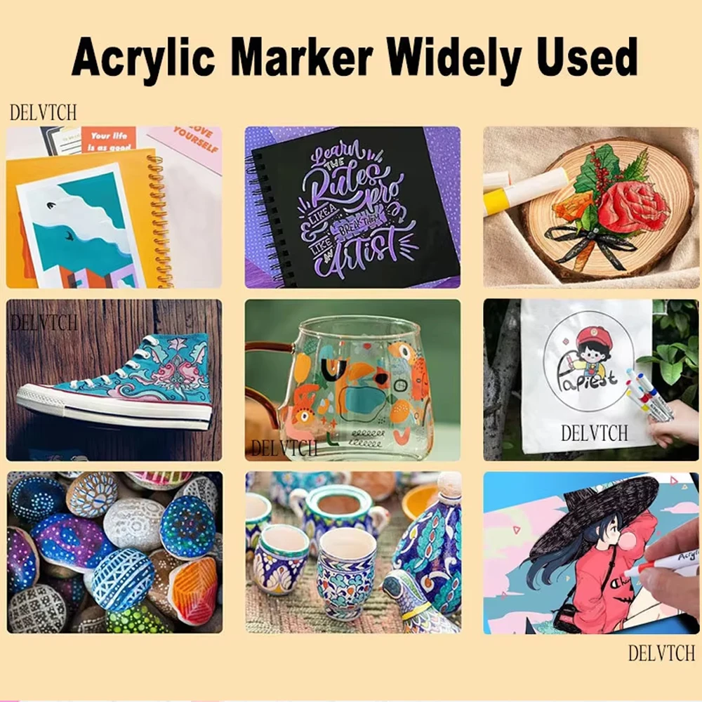 12-60 Top Colors Acrylic Paint Marker Pen Graffiti for Card Ceramic Stone Mug Glass Fabric Clothes Shoes Wood Easter Egg Manga