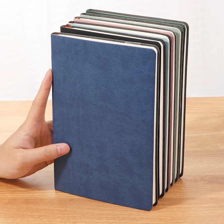 A5 Unlabeled Simple Soft Leather Notebook 120 Pages Office Stationery Waterproof Cover Comfortable Touch