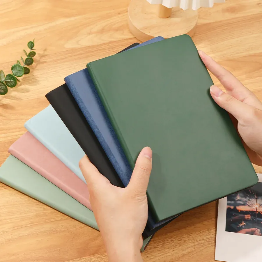 A5 Unlabeled Simple Soft Leather Notebook 120 Pages Office Stationery Waterproof Cover Comfortable Touch