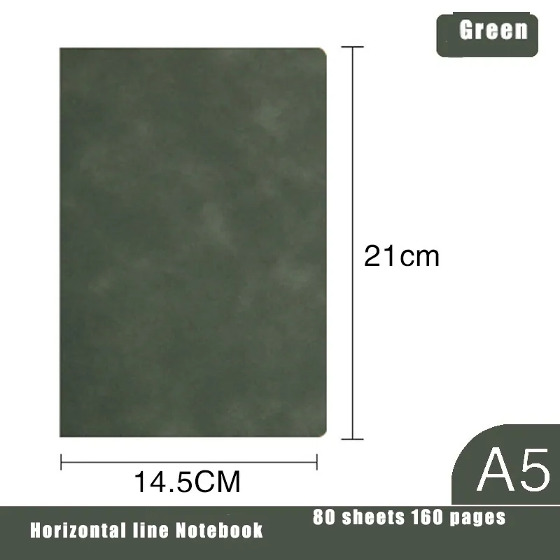 A4 A5 400pages/160pages Soft Leather Thickened Notebook Work Meeting Classroom Record Book Diary Horizontal Line Inside Page