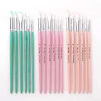 6 Pcs/Set Macaron Wooden Handle Nylon Hair Painting Brushes Watercolor Oil Acrylic Brush Art Pen for School Student Supply