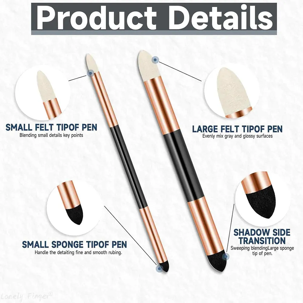 2pcs Artist Blending Sponge Pen Dual Tip Washable Sketch Rubbing Sponge Brush Reusable Drawing Art Soft Pastel Blending Tools