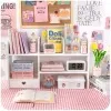 Double-Layer Desktop Organizer Rack Stationery Office Desk Accessories Storage Desktop Cosmetics Organizers Storage Shelf