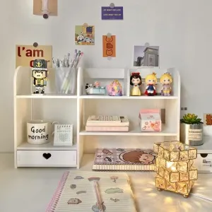 Double-Layer Desktop Organizer Rack Stationery Office Desk Accessories Storage Desktop Cosmetics Organizers Storage Shelf