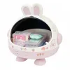 Desktop Rabbit Storage Box Desk Organizer Bin Cute Student Girls Hair Accessories Stationary Storage Kawaii Korean Storage Rack