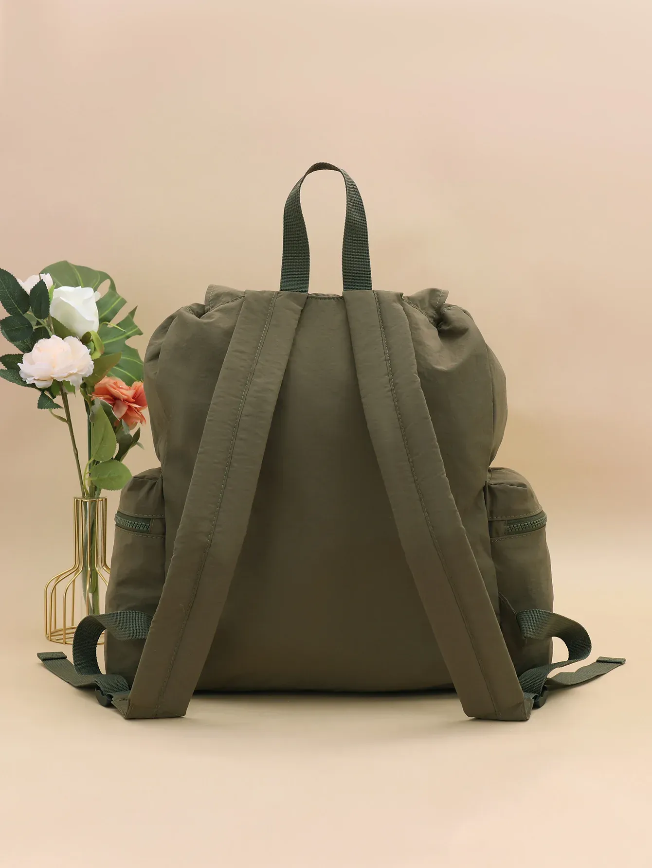 Fashionable Large Capacity Drawstring Backpack Casual Lightweight Men's Women's Can Backpack Washing Fabric