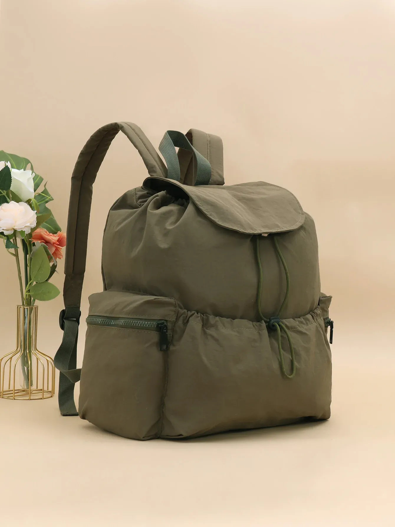 Fashionable Large Capacity Drawstring Backpack Casual Lightweight Men's Women's Can Backpack Washing Fabric