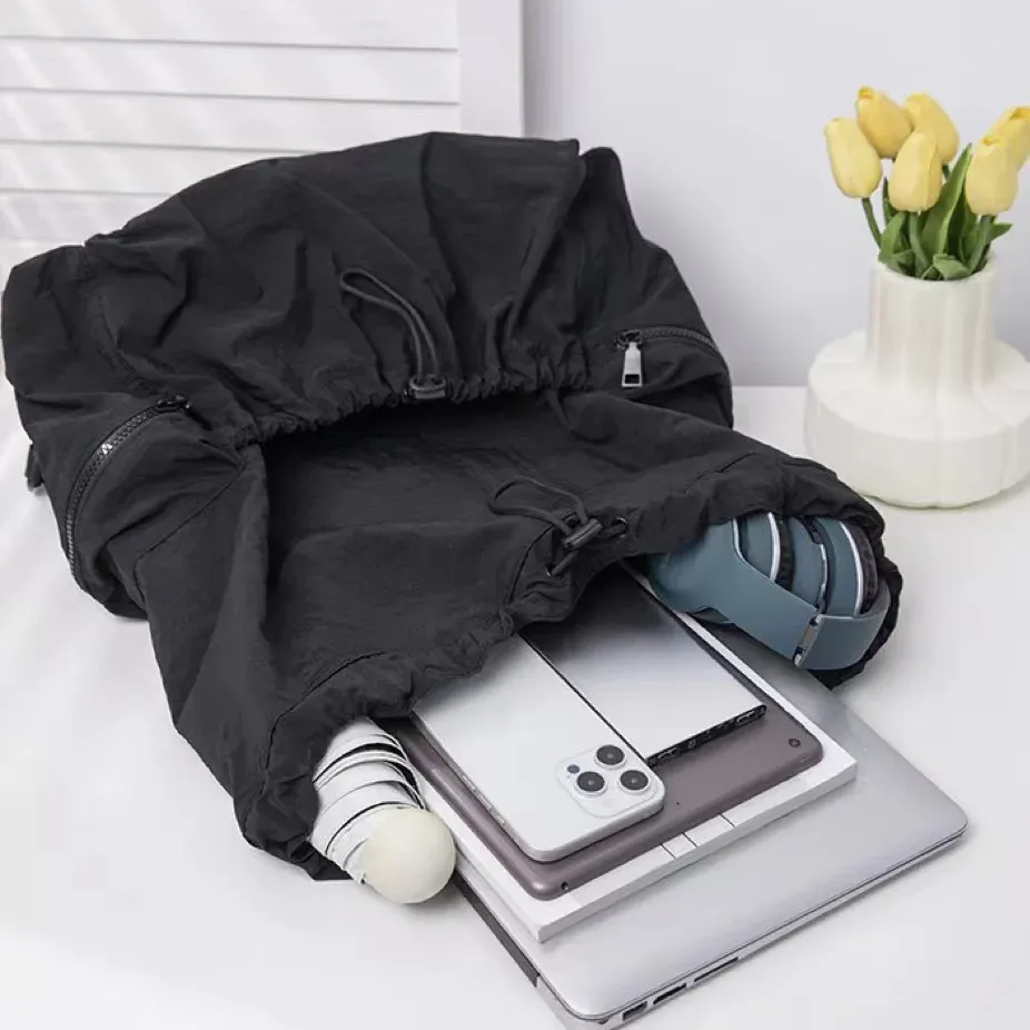 Fashionable Large Capacity Drawstring Backpack Casual Lightweight Men's Women's Can Backpack Washing Fabric
