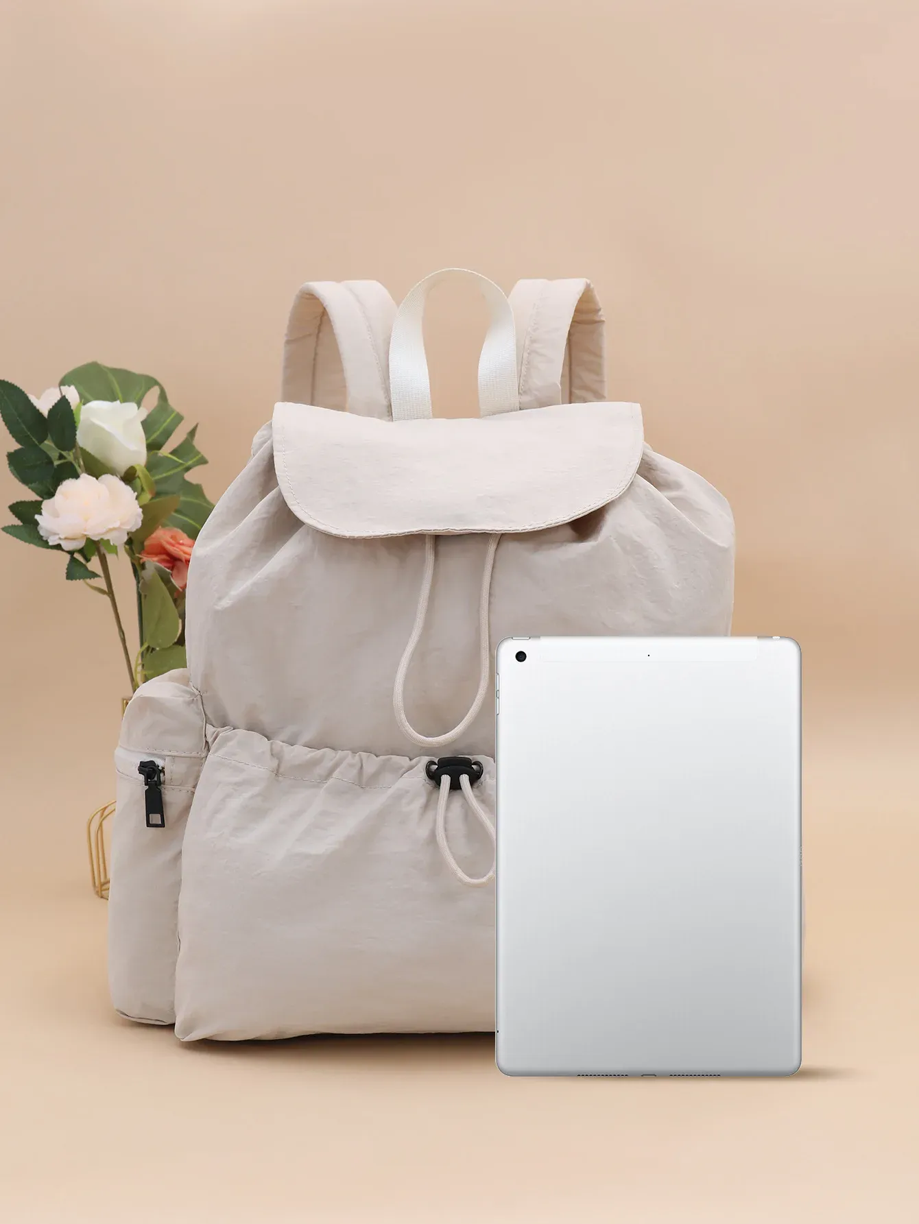Fashionable Large Capacity Drawstring Backpack Casual Lightweight Men's Women's Can Backpack Washing Fabric