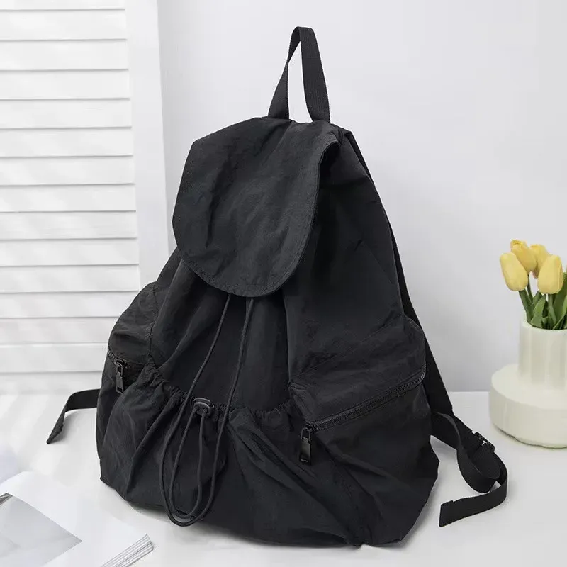 Fashionable Large Capacity Drawstring Backpack Casual Lightweight Men's Women's Can Backpack Washing Fabric
