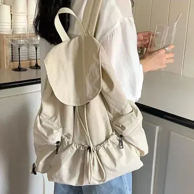 Fashionable Large Capacity Drawstring Backpack Casual Lightweight Men's Women's Can Backpack Washing Fabric