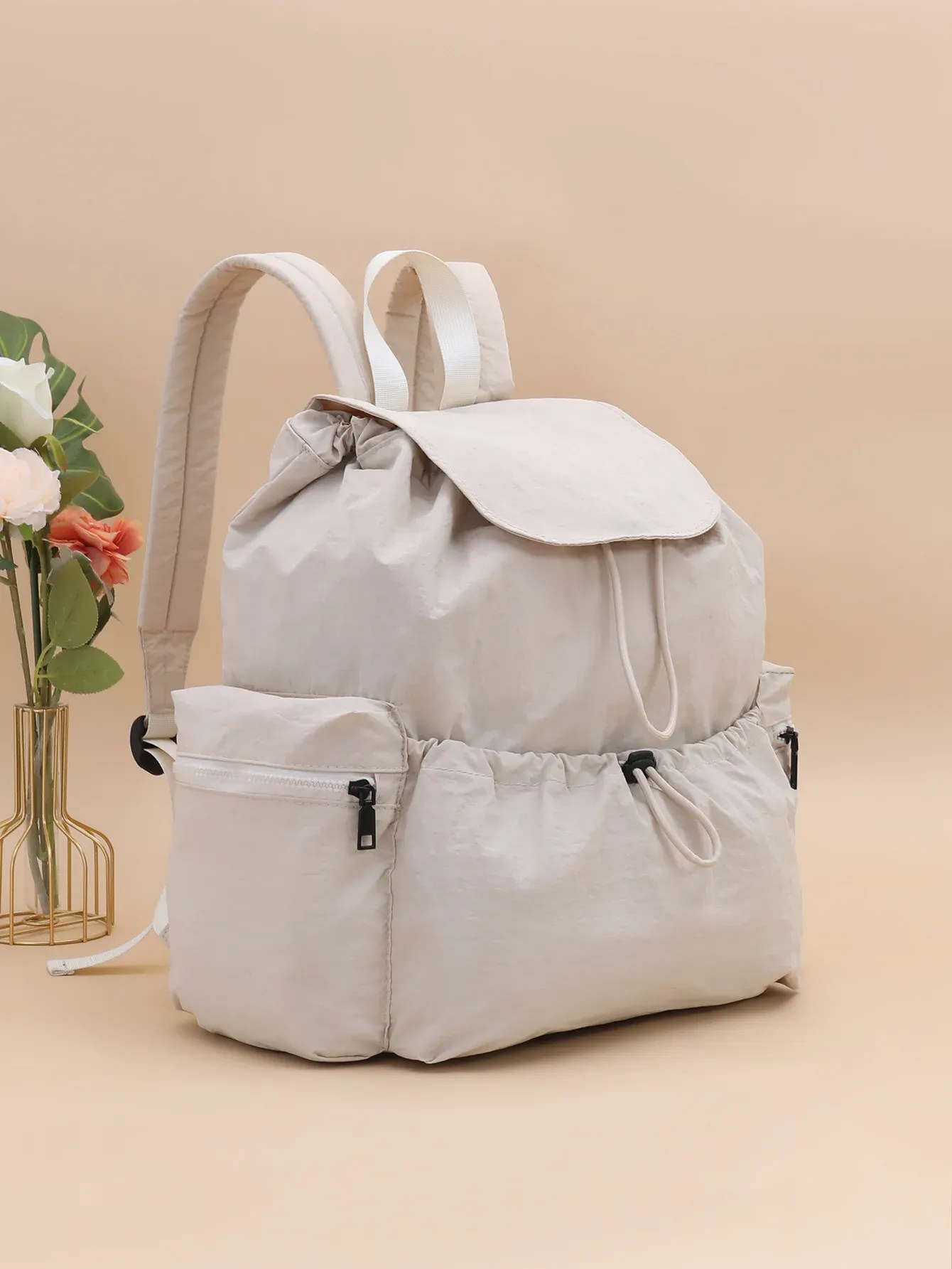 Fashionable Large Capacity Drawstring Backpack Casual Lightweight Men's Women's Can Backpack Washing Fabric