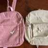 Large Capacity Corduroy Schoolbag Custom Name Solid Color Campus Bag Personalized Travel Simple Corduroy Backpack Unique Gifts