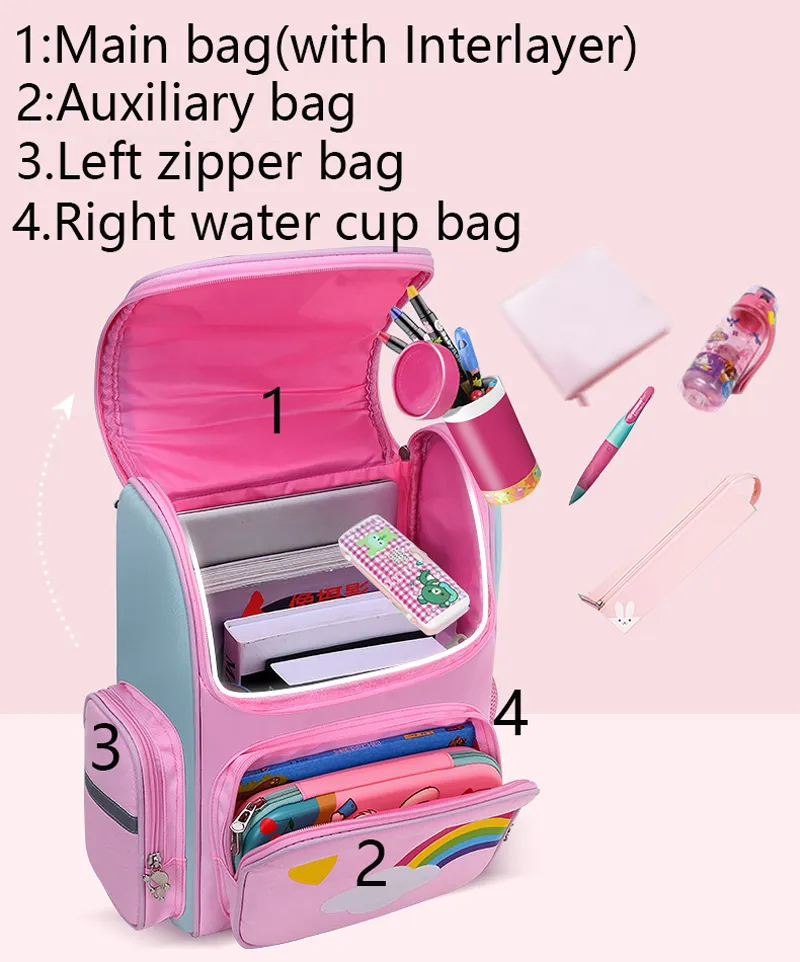 Children Girl Backpack With Large Capacity Waterproof Unicorn Print Teen School Bag for 2-16 Year Olds Cute Kawaii Kid Backpack