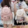 Y2k Bow Rabbit Ear Japanese Ita Backpack Lolita Girl's Transparent Bag Cute High Capacity Rucksack Preppy Style Ruffled Knapsack