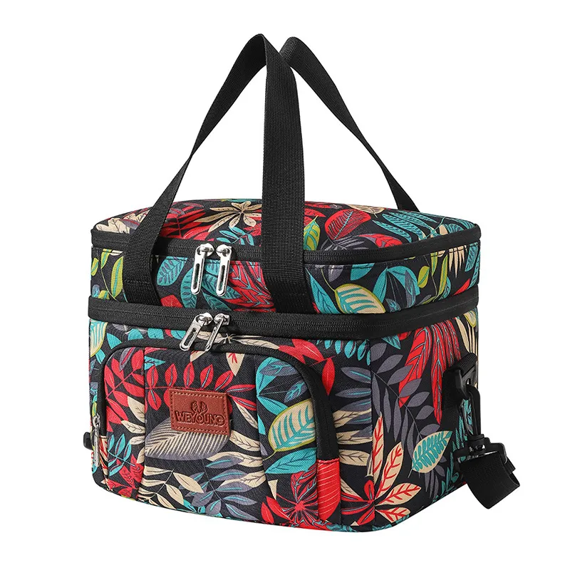 Multifunctional Double Layers Tote Cooler Lunch Bags for Women Men Large Capacity Travel Picnic Lunch Box with Shoulder Strap