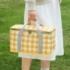 Outdoor Thickened Insulated Lunch Handbags Large Capacity Camping Storage Bags Waterproof Checkered Picnic Cold Protection Totes