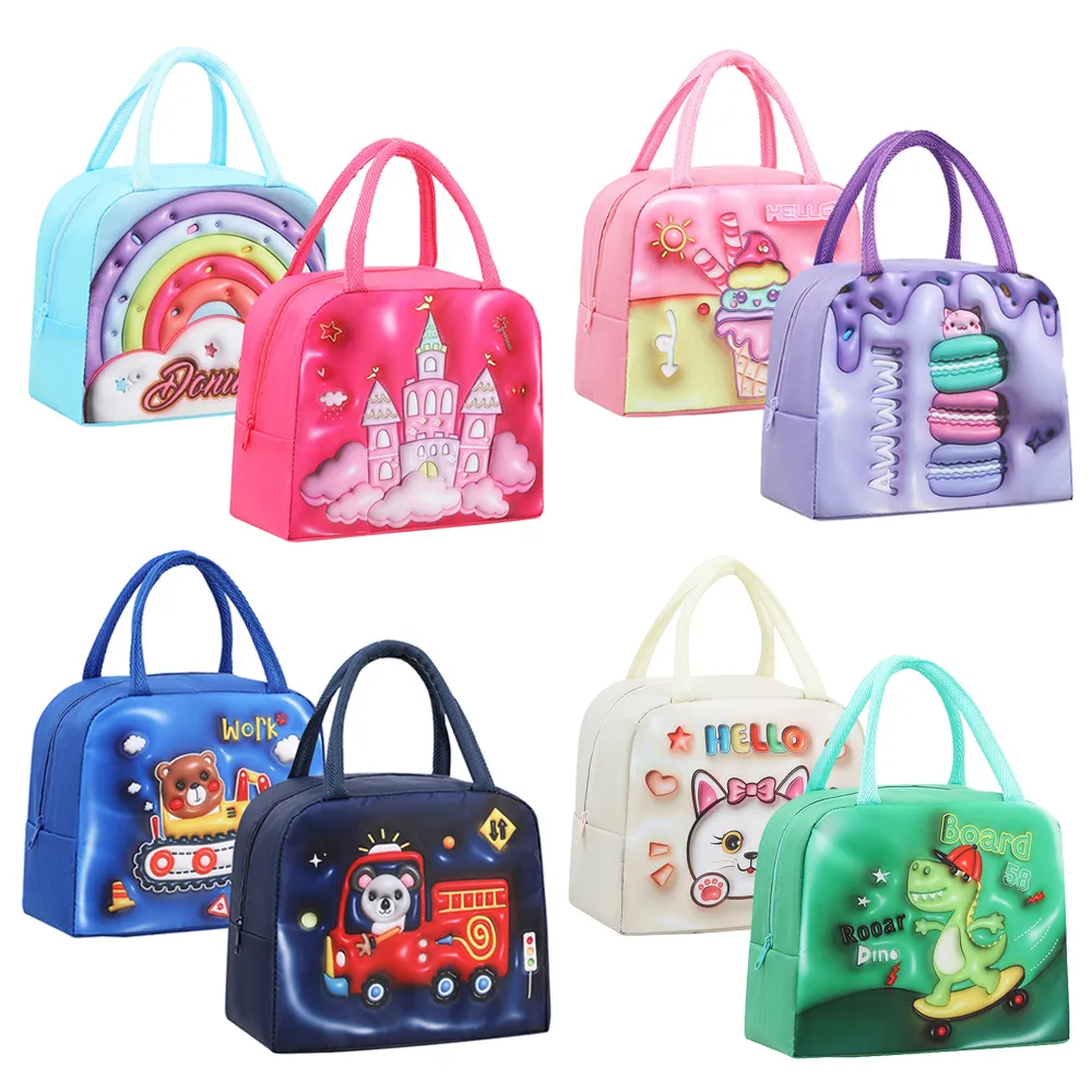 2Pcs Children School Lunch Bags Cute Cartoon Kids Thermal lunchbox Bag for Girls Boys Picnic Thermal Insulation Bags