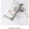 Transparent Pencil Case Large Capacity Simple Pen Bag Kawaii Cosmetic Bag School Study Stationery Office Supplies