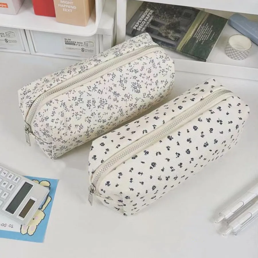 Cute Pencil Case/ Pouch,Pencil Bag/Case Holder Floral Pen Holder Cosmetic Makeup Bag for Women Fuzzy Plush Kpop Photocard Holder