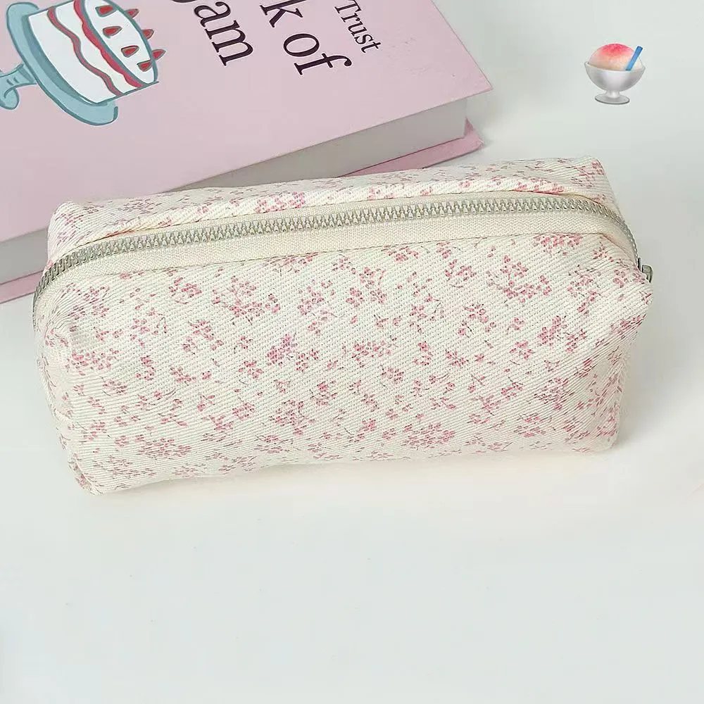 Cute Pencil Case/ Pouch,Pencil Bag/Case Holder Floral Pen Holder Cosmetic Makeup Bag for Women Fuzzy Plush Kpop Photocard Holder