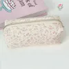 Cute Pencil Case/ Pouch,Pencil Bag/Case Holder Floral Pen Holder Cosmetic Makeup Bag for Women Fuzzy Plush Kpop Photocard Holder