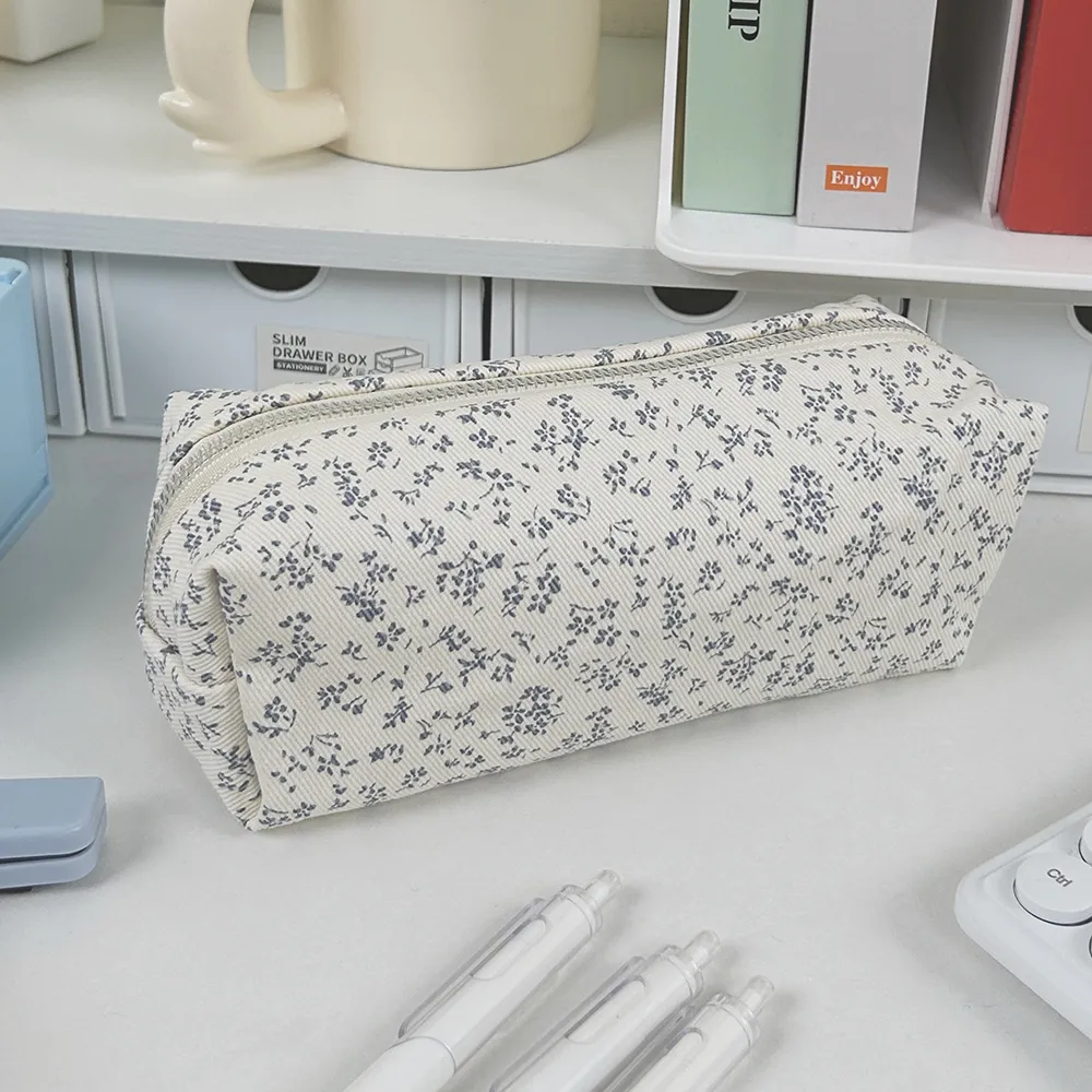 Cute Pencil Case/ Pouch,Pencil Bag/Case Holder Floral Pen Holder Cosmetic Makeup Bag for Women Fuzzy Plush Kpop Photocard Holder