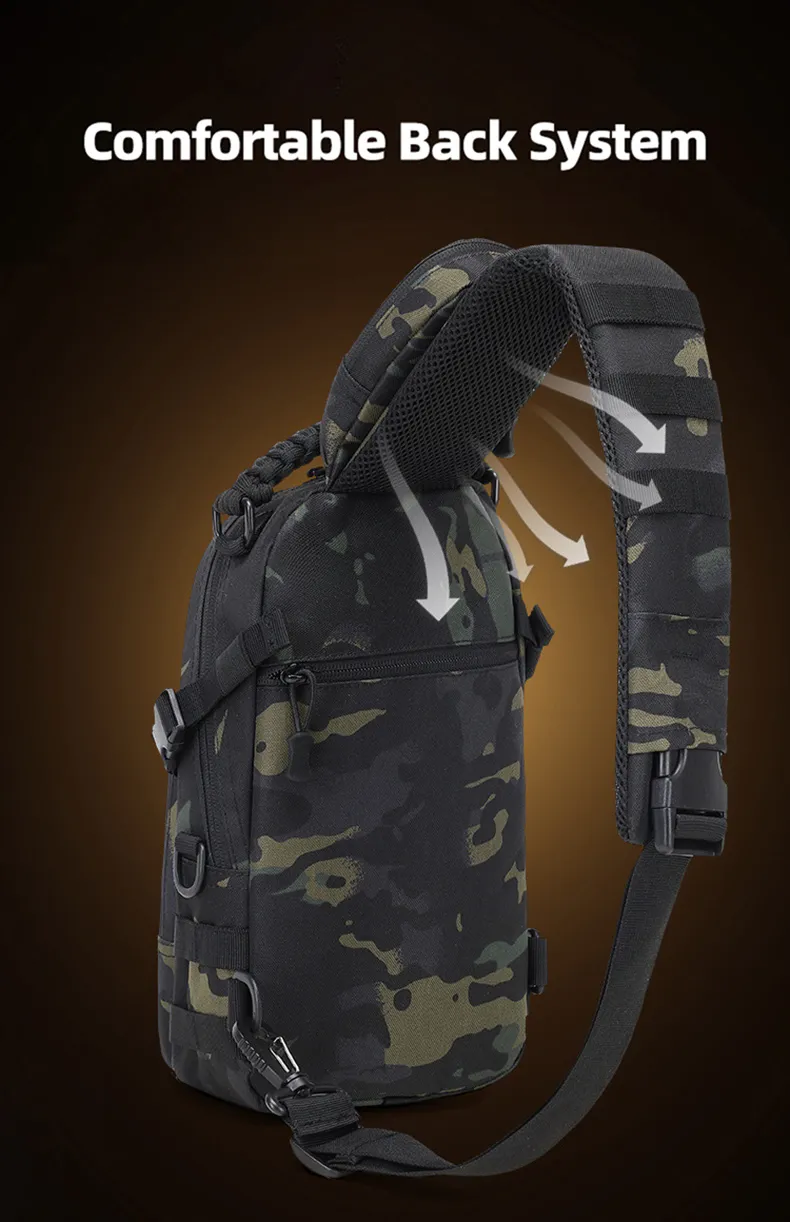 Camping Chest Bag Tactical Backpack for Men Sport Shoulder Outdoor Hiking Climbing Cycling Fishing Travel MOLLE Sling Fanny Pack