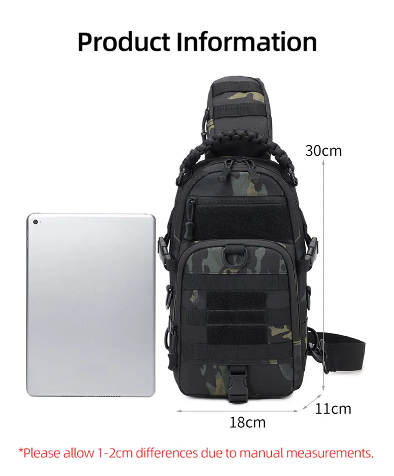 Camping Chest Bag Tactical Backpack for Men Sport Shoulder Outdoor Hiking Climbing Cycling Fishing Travel MOLLE Sling Fanny Pack