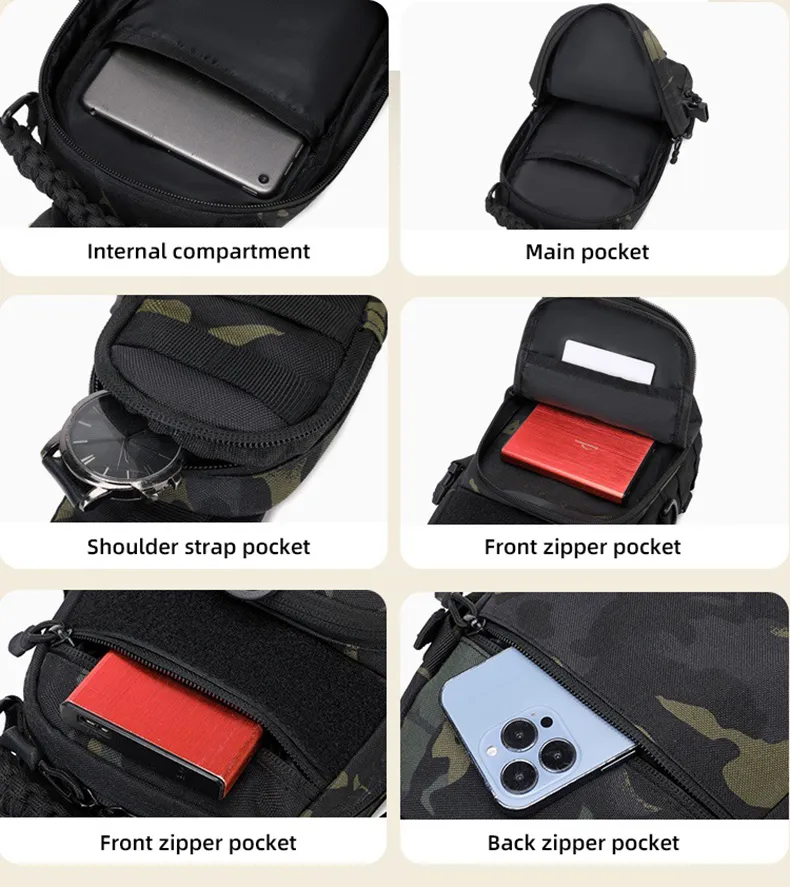 Camping Chest Bag Tactical Backpack for Men Sport Shoulder Outdoor Hiking Climbing Cycling Fishing Travel MOLLE Sling Fanny Pack