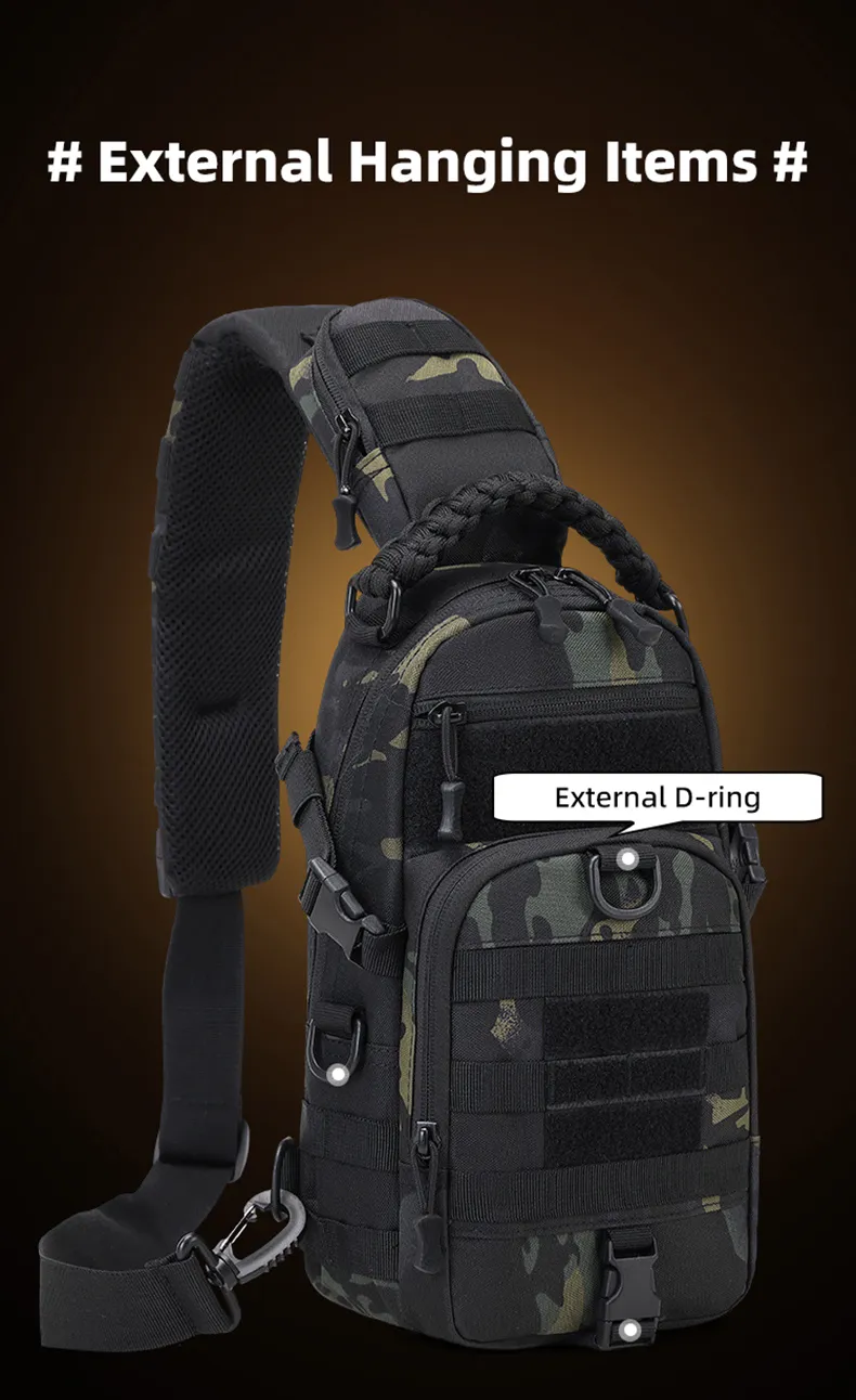 Camping Chest Bag Tactical Backpack for Men Sport Shoulder Outdoor Hiking Climbing Cycling Fishing Travel MOLLE Sling Fanny Pack