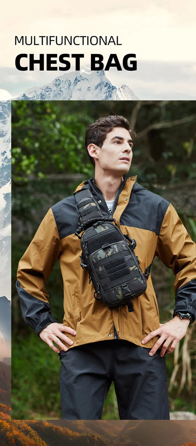 Camping Chest Bag Tactical Backpack for Men Sport Shoulder Outdoor Hiking Climbing Cycling Fishing Travel MOLLE Sling Fanny Pack