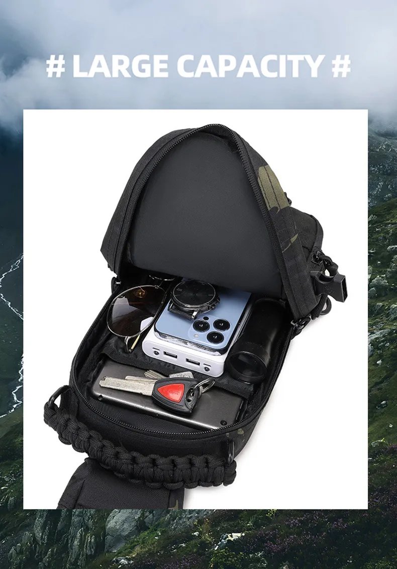 Camping Chest Bag Tactical Backpack for Men Sport Shoulder Outdoor Hiking Climbing Cycling Fishing Travel MOLLE Sling Fanny Pack