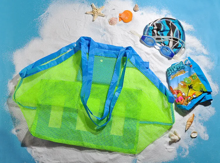 Portable Beach Bag Foldable Mesh Swimming Bag For Children Beach Toy Baskets Storage Bag Kids Outdoor Swimming Waterproof Bags