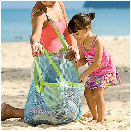 Portable Beach Bag Foldable Mesh Swimming Bag For Children Beach Toy Baskets Storage Bag Kids Outdoor Swimming Waterproof Bags