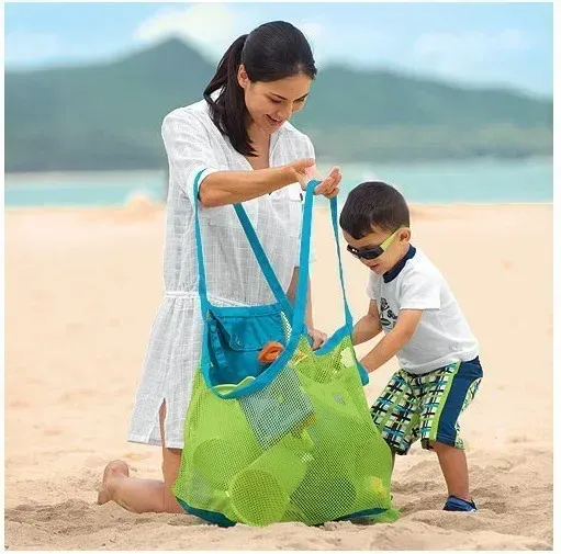 Portable Beach Bag Foldable Mesh Swimming Bag For Children Beach Toy Baskets Storage Bag Kids Outdoor Swimming Waterproof Bags
