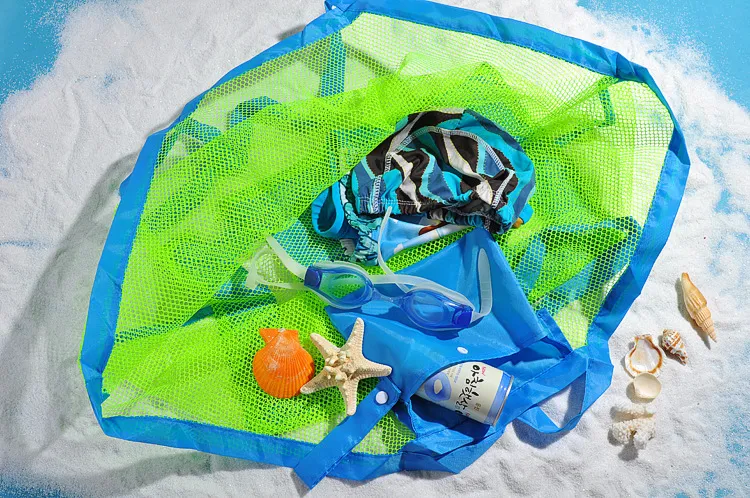 Portable Beach Bag Foldable Mesh Swimming Bag For Children Beach Toy Baskets Storage Bag Kids Outdoor Swimming Waterproof Bags