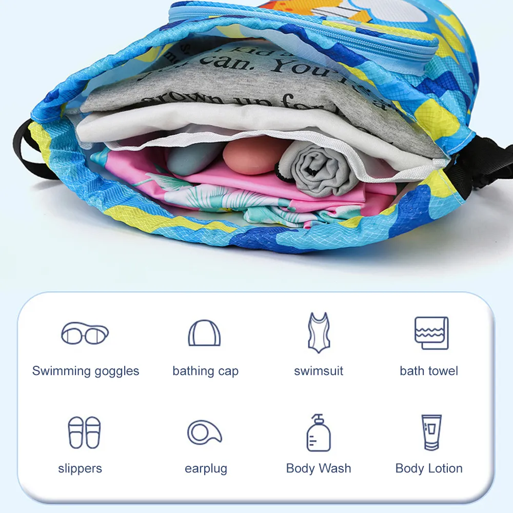 1PCS Swim Bag for Kids Drawstring Backpack for Boys Lightweight Beach Backpack Swimming Pool Sports Gym String Bag