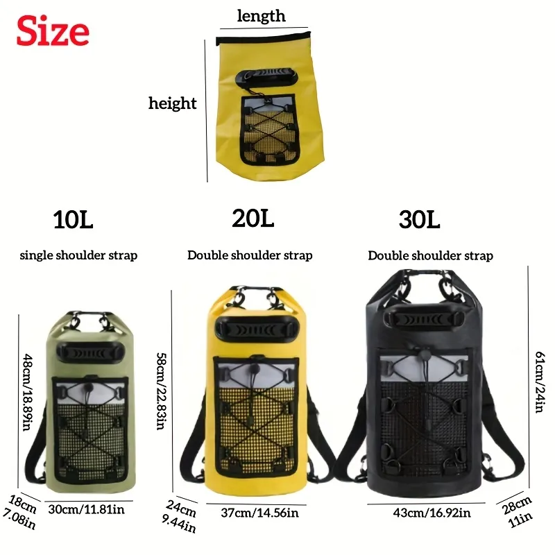 Swimming PVC Pack Dry Bag Backpack for Women Men 10L 20L Waterproof Shoulder Kayak Trekking Drifting Rafting Surfing Boating Bag