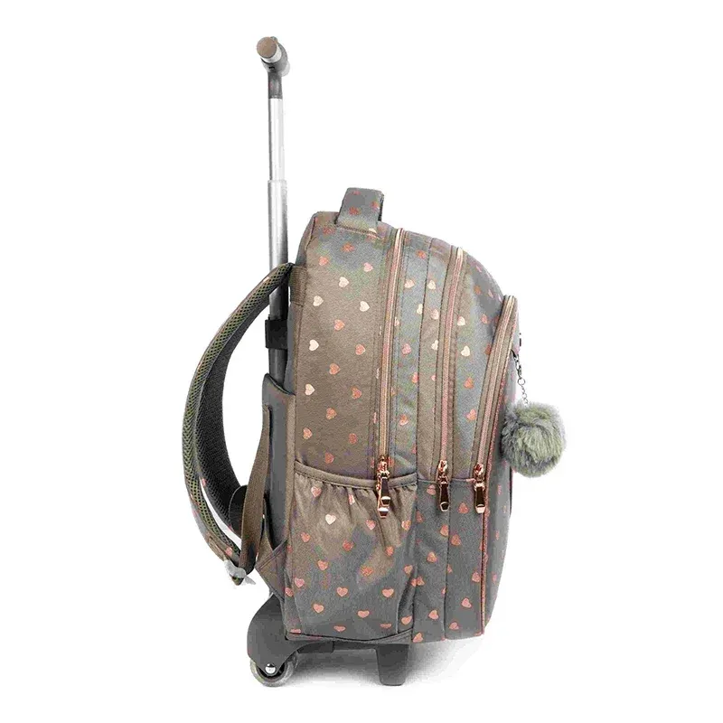 Children's Wheeled Backpack Bag Set with Lunch Box School Rolling Backpack Bag with Wheels School Trolley Backpack Bag for Girls