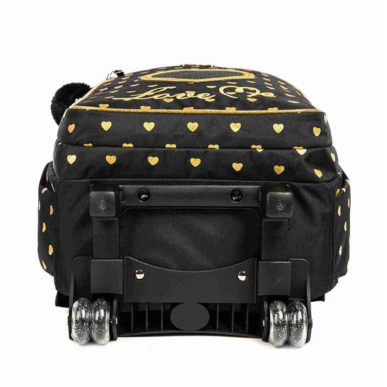 Children's Wheeled Backpack Bag Set with Lunch Box School Rolling Backpack Bag with Wheels School Trolley Backpack Bag for Girls