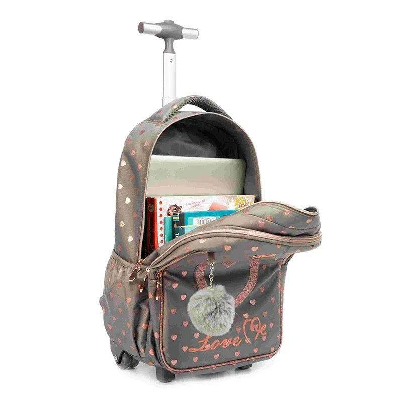 Children's Wheeled Backpack Bag Set with Lunch Box School Rolling Backpack Bag with Wheels School Trolley Backpack Bag for Girls
