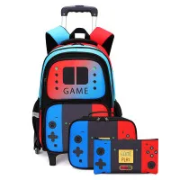 School Bag Kids Rolling Backpack for Boy Wheeled Backpack School Bag With Wheels Trolley Bookbag Carry on Luggage with Lunch Bag