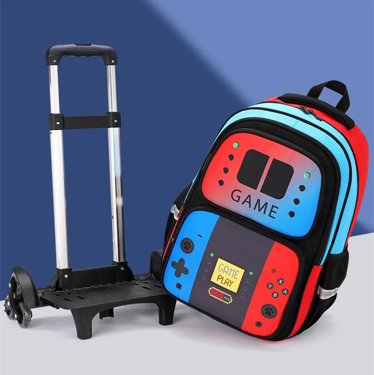 School Bag Kids Rolling Backpack for Boy Wheeled Backpack School Bag With Wheels Trolley Bookbag Carry on Luggage with Lunch Bag